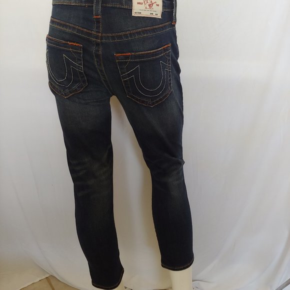 True Religion Jeans "Halle" size 27 Capri Y2k Dark Wash Preppy Travel Stre - Picture 6 of 16